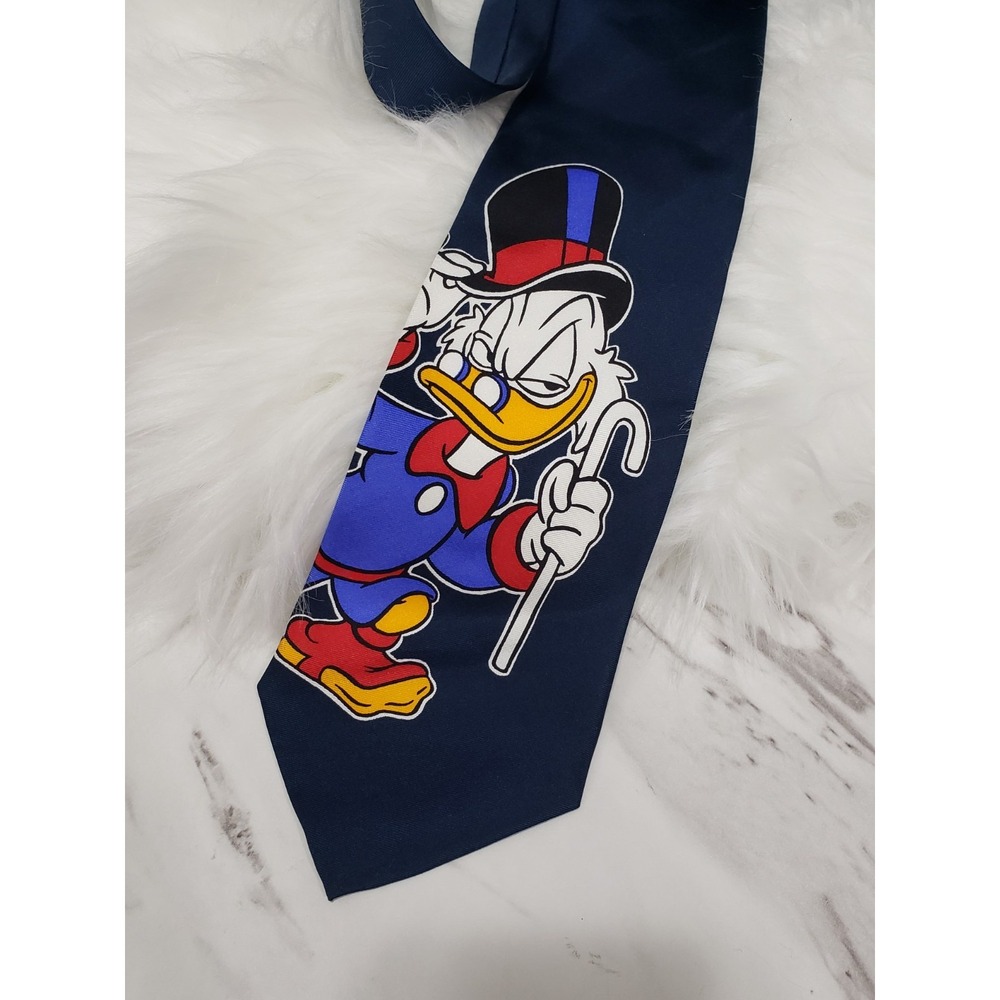 Vintage Scrooge McDuck 90s Disney Mickey Balancine 100% Silk Neck Tie Necktie.
